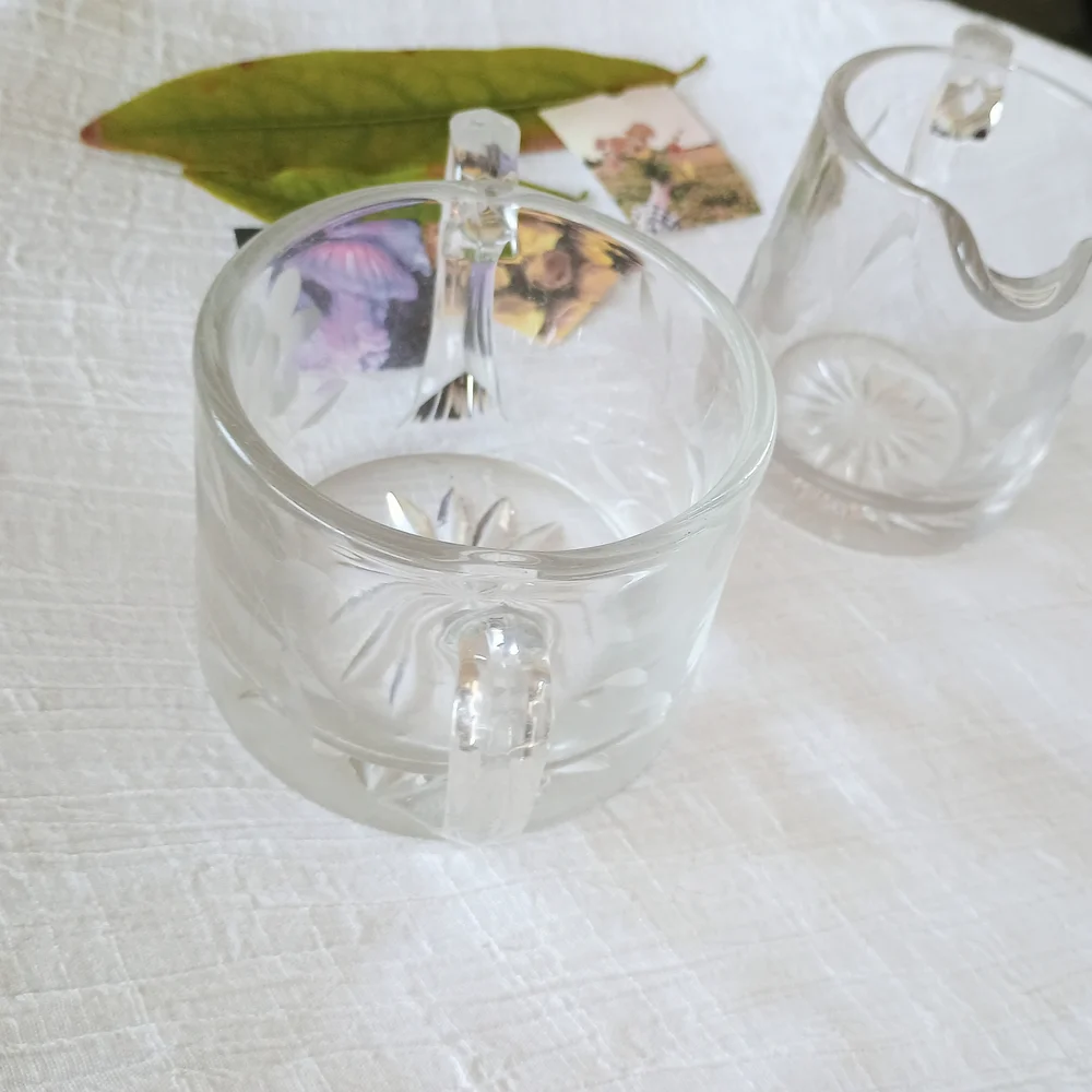 Elegant Clear Glass Creamer and Sugar Set